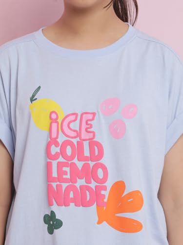 Image of Li'l Tomatoes Girls Crop T-Shirt | 100% Cotton | Graphic Printed Casual Top | Soft & Breathable Summer Wear | 9-16 Years