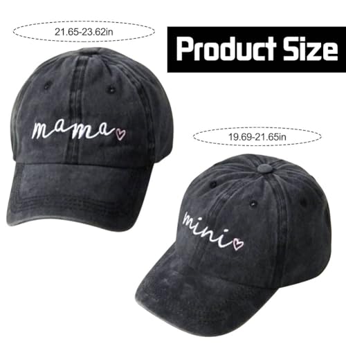 BAOZOON 2 Pcs Parent-Child Baseball Hats Adjustable Mama and Mini Matching Caps Retro Snap Cap for Mother Child Daughter Son2