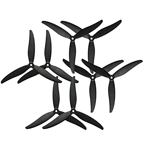 Gemfan 7037 Reinforced Glass Fiber Nylon Propellers 7 Inch 3 Blades Props for Cinelifter FPV or Macroquad Drones (Black, 8 pcs - 4 CW, 4 CCW)