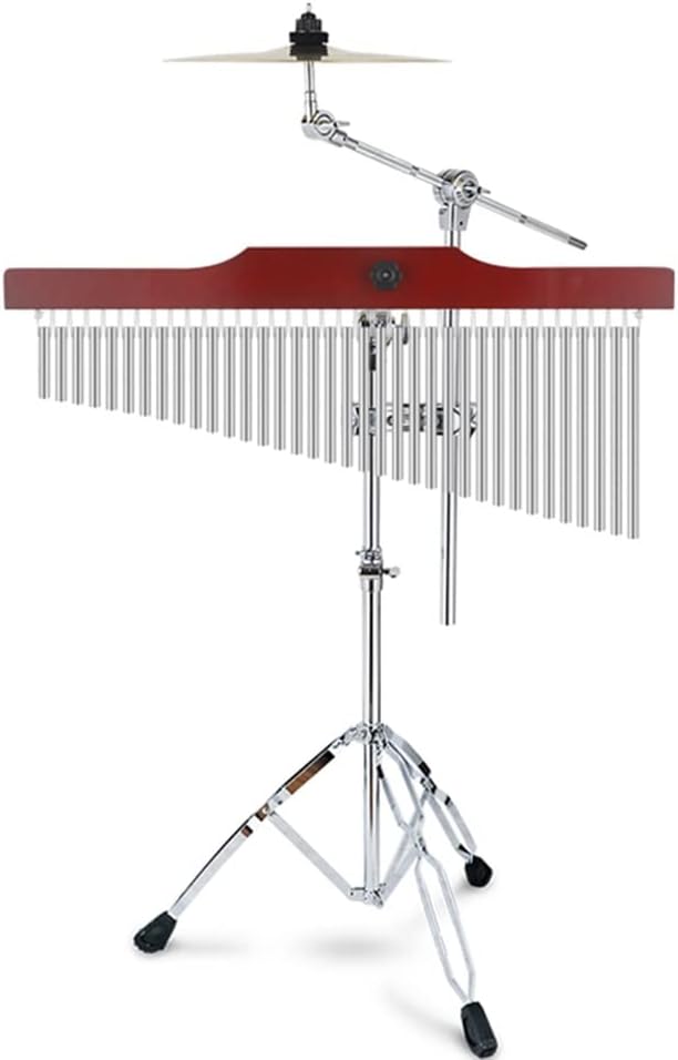Bar Chimes, 25-Tone 36-Tone Single-Row Wind Chime Musical Percussion Instrument with Adjustable Stand and Extended cymbal for Chorus Music Bar Performances (Color : Gold, Size : 36 Note)