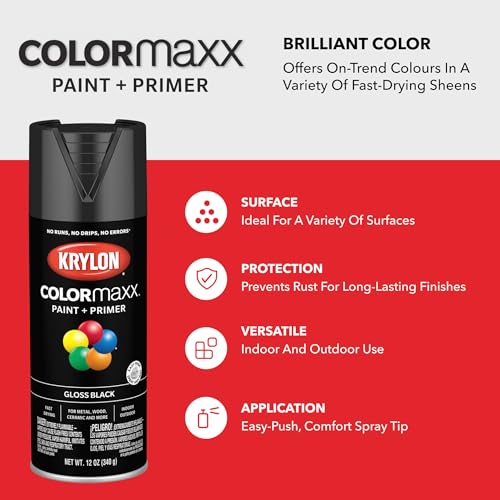Krylon K05560007 COLORmaxx Spray Paint and Primer for Indoor/Outdoor Use, Satin Burgundy, 12 Ounce (Pack of 1) - Thumbnail 7