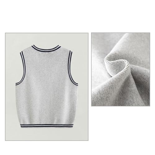 Girls Boys Knit Vest Sweater Classic School Uniform Aesthetic Pullover Tops Teen Ribbed V Neck Sleeveless Knitwear Cropped3