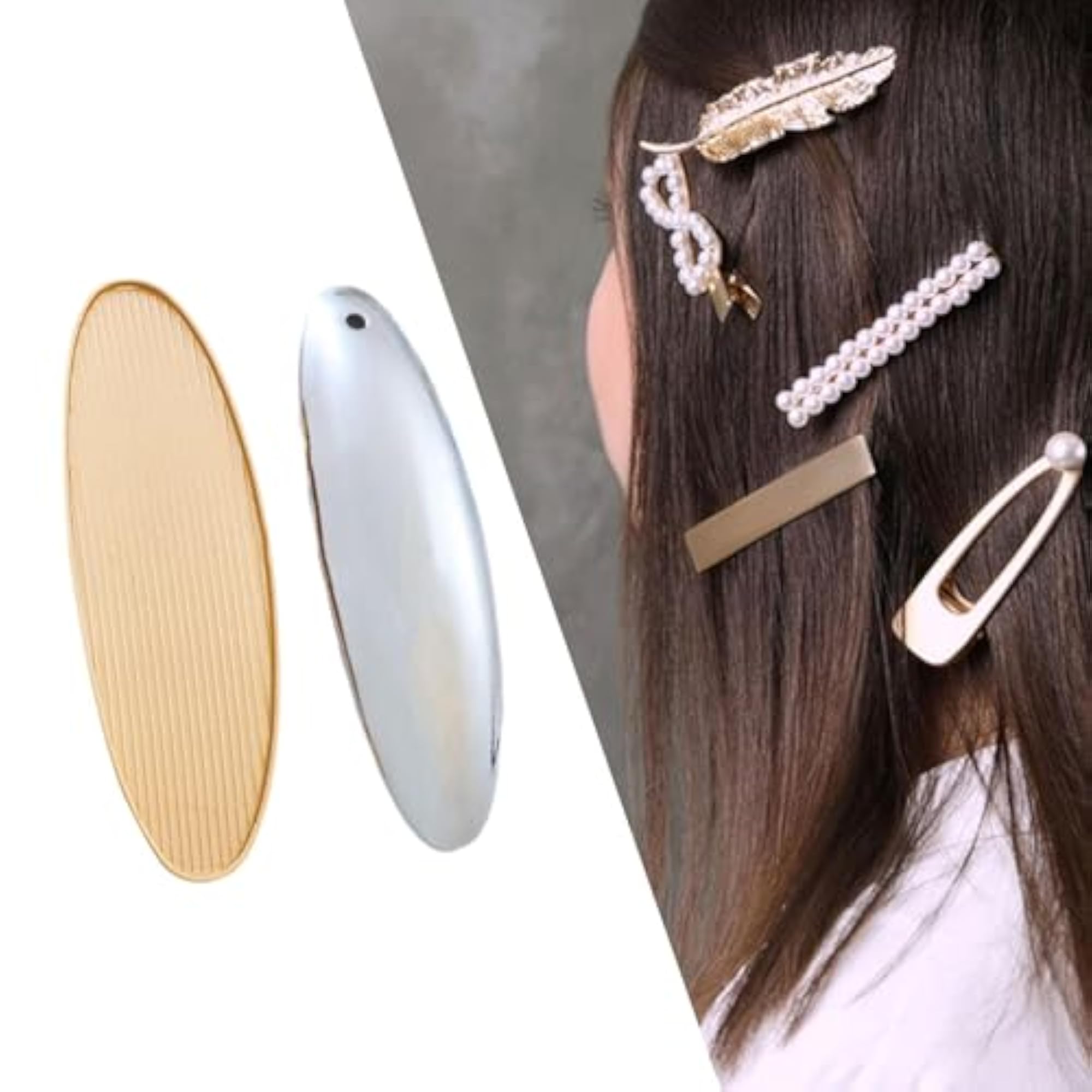 2 Pieces Classic Hair Barrettes for Women, Matte Gold