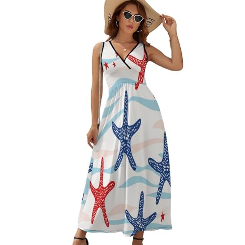 Robe cocktail vintage imprimé marin sans manche pour tenue de soirée