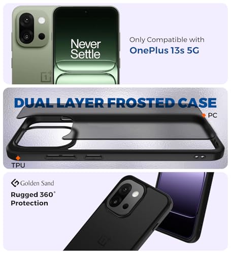 Image of Golden Sand Shockproof Sleek Hybrid Armor Back Cover Case Compatible with OnePlus 13s 5G (Semi Transparent Frosted PC + Black TPU Bumper)