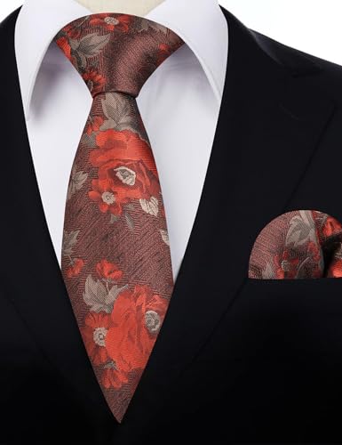 Image of Alizeal Mens 3.15'' Colorful Flower Pattern and handkerchief Necktie Set