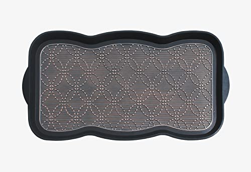 A1 Home Collections Heavy Duty Flexible 16 in. x 31 in. 100% Rubber Boot Mat. Multi-Purpose for Shoes, Garden - Mudroom, Entryway, Garage etc., Black/Copper