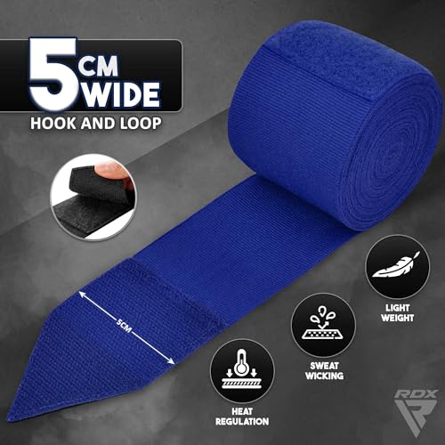 Image of RDX Boxing Hand Wraps 4.5M / 180 Inches - Mexican Style Semi-Elastic MMA Inner Gloves - Wrist Support for Muay Thai, Kickboxing, BJJ, Karate - Thumb Loop & Hook and Loop Closure - Cotton & Nylon Blend