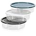 com-four® 3-teiliges Vorratsdosen-Set mit Deckel - runde Frischhalteschale, Snack-Servier-Schale, Dip-Schälchen - Utensilien-Aufbewahrungsbox - Menüschale für Mikrowelle (3 Stück - grau/weiß/blau)