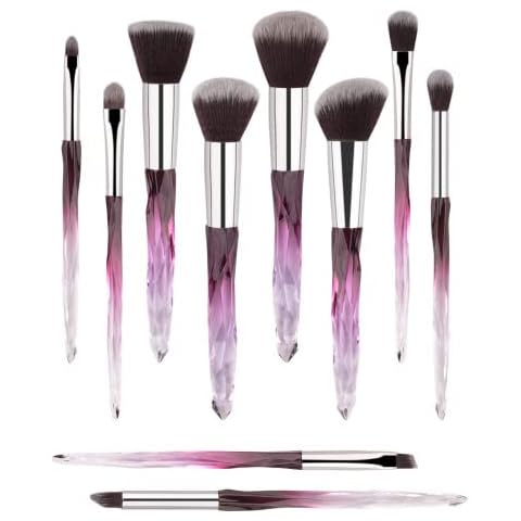 Make Up Brush Set 10 Piece, Professional Makeup Brushes with Soft Bristles Hair Purple Cosmetic Brushes Collection Special Plastic Handle Eye Brushes Cover