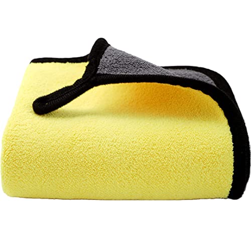 Image of Auto Hub 400 GSM, Microfiber Double Layered Cloth 30x40 Cms 1 Piece (Yellow) Cloth Set, Extra Thick Microfiber Cleaning Cloths Perfect for Bike, Auto, Cars Both Interior and Exterior.