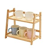 UCFBWO Organizador Café Bambú Estanteria Cocina de para Coffee Corner Organizador Tazas Organizador Especias Cocina Para Encimera De Cocina, Rincon Del Café Y Té