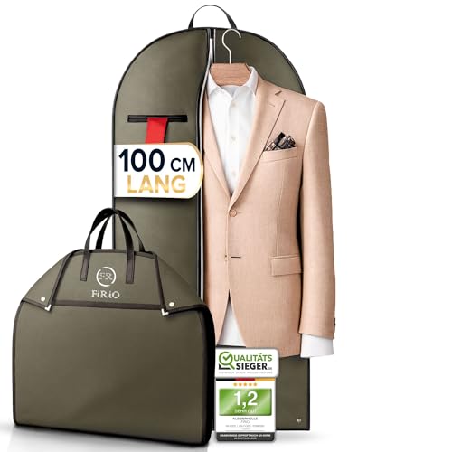 FiRiO 1 x Premium Kleidersack kurz - BIS 50% DICKERES MATERIAL - Suit Bag Garment Bag für Anzug Hemd & Co - Faltbare Kleiderhülle für Reise & Aufbewahrung - Anzugtasche für Herren - Größe: 100x60cm