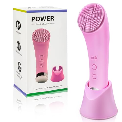 Spazzola per la pulizia del viso, spazzola elettrica per il viso, massaggiante, pulitore viso ricaricabile, adatto per la pulizia del viso e massaggi, regali per donne (rosa)