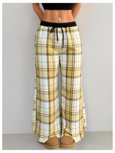 Image of SOLY HUX Women's Plaid Checkered Pants Flannel Pajama Pants with Pockets