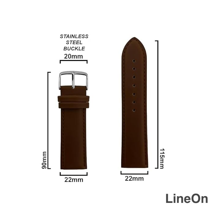 Image of Lineon NAGATA Full Padded Leather Watch Strap For Branded Watches Premium and Soft Strap For Titan, sonata, timex, casio and for all other brand