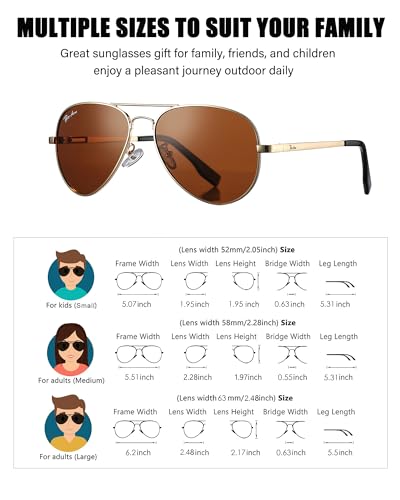 Image of Pro Acme Polarized Aviator Sunglasses for Men and Women 100% UV Protection, 58mm