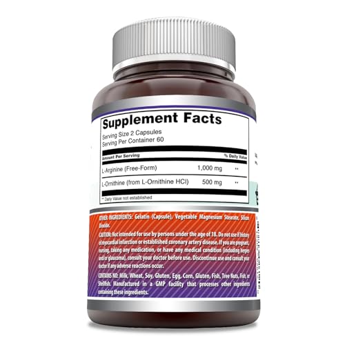 Amazing Nutrition FETEGT1350 Amazing Formulas L-Arginine/L-Ornithine 1500 Mg Per Serving, Capsules | Non-Gmo | Gluten Free | Amino Acid Supplement thumb #1