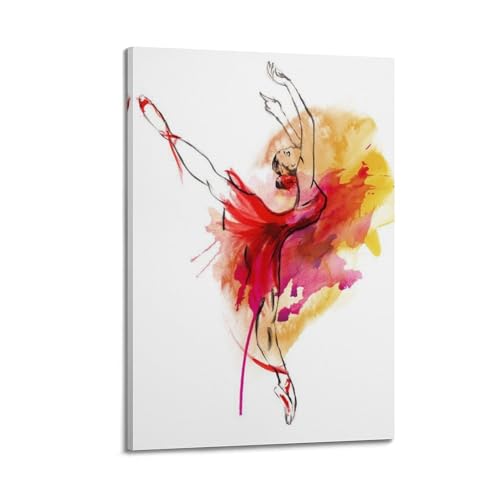 Poster ballerine rouge WIZIGM 30x45cm impression aquarelle sur toile