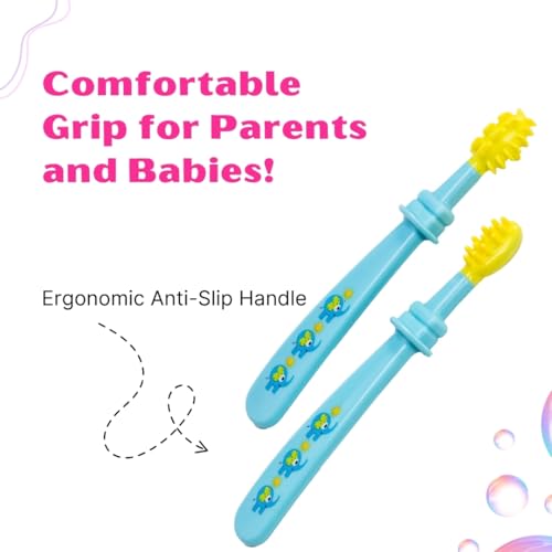 Image of Adore Toothsie Baby Toothbrush |Oral Kit with Soft Chewable Bristle Beginner Brushing | Silicone Toothbrush for Toddler Kids (2Pcs) (Blue, Standerd)