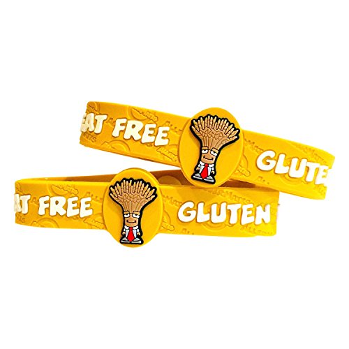 Gluten Allergy Bracelet for Kids, Allergy Wristband Celiac Awareness Braceletâ€“ Colorful Children's Wheat Allergy Bracelet, Gluten Free Awareness Ages 3+ Latex Free (2 Pack â€œProfessor Wheatleyâ€)