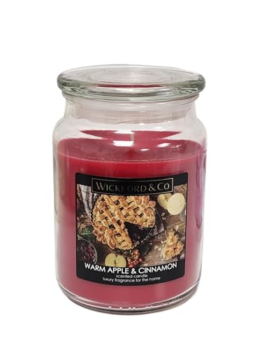 Wickford & Co Scented Candle Jar 510g/18oz Christmas Fragranced Candles Burns Up to 95 Hours (Warm Apple & Cinnamon)