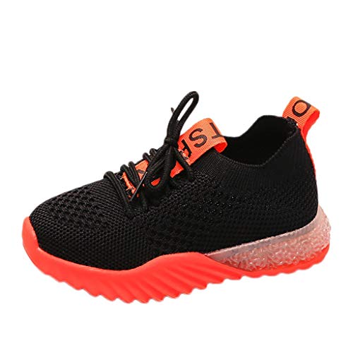 Unisex Kids LED Sneakers Girls Boys Soft Knit Breathable Light Up Flashing Shoes Fashion Slip on Gift Shoes Black