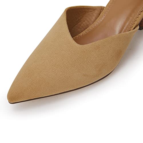 Image of Coutgo Womens Pointed Toe V Cut Mules Chunky Block Heels Slip On Clogs Fashion Office Slides Shoes