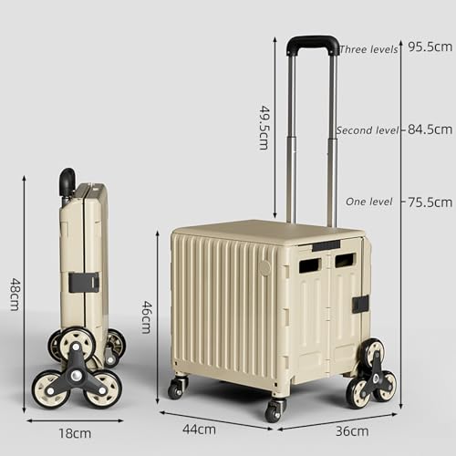 Faltbarer Einkaufstrolley auf Rädern – Treppensteigwagen mit verstellbarem Aluminiumgriff, leicht und tragbar, für Garten, Camping, Lebensmittel, einfacher Transport – Bild 3