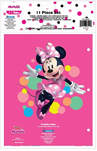 Miniatura 5 de Disney Minnie Mouse - Juego de suministros escolares para niños con estuche, cuaderno, carpetas, lápices, 11 unidades