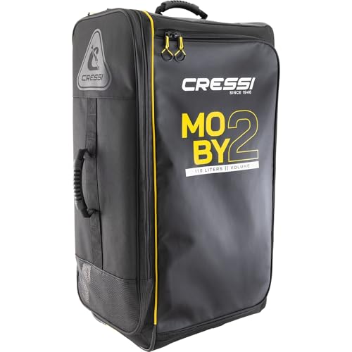 CRESSI Moby 2 Trolley Bag Black/Yellow 110 L - Maleta Trolley Robusta y Espaciosa Ideal para Actividades Deportivas y Viajes, Negro/Amarillo, 110 L, Unisex