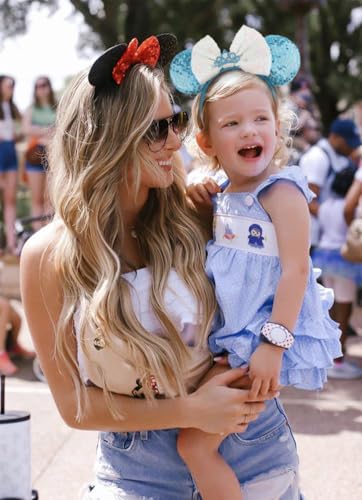 LIHELEI Mouse Ears Headband for Princess, Sequin Mouse Ears for Girls Princess Birthday Party Halloween Costume, Shiny Park Ears for Adult - Blue Headband - Image 6