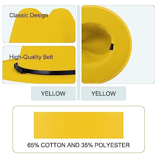 Image of KUJUHA Wide Brim Fedora Hats for Women Men Two Tone Dress Hat Felt Panama Hat