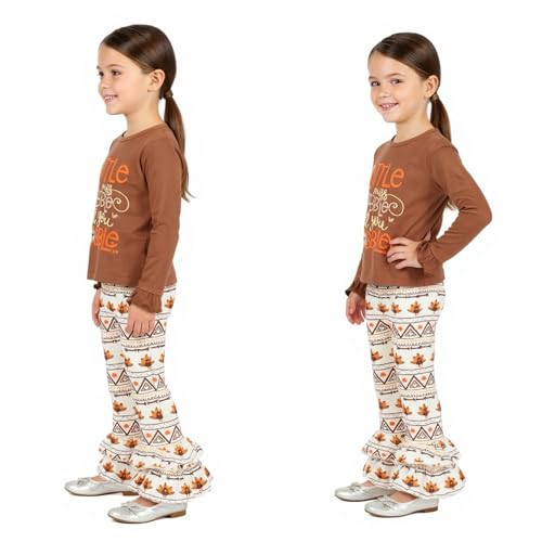 Image of Unique Baby 2 Piece Girls Double Ruffle Leggings and Long Sleeve Shirt Clothes Set Kid and Toddler Girl Outfit
