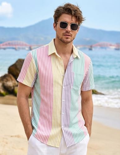 Camisa hawaiana para hombre ZAFUL, manga corta, botones, casual, tropical floral, verano, playa, polo miniatura 2