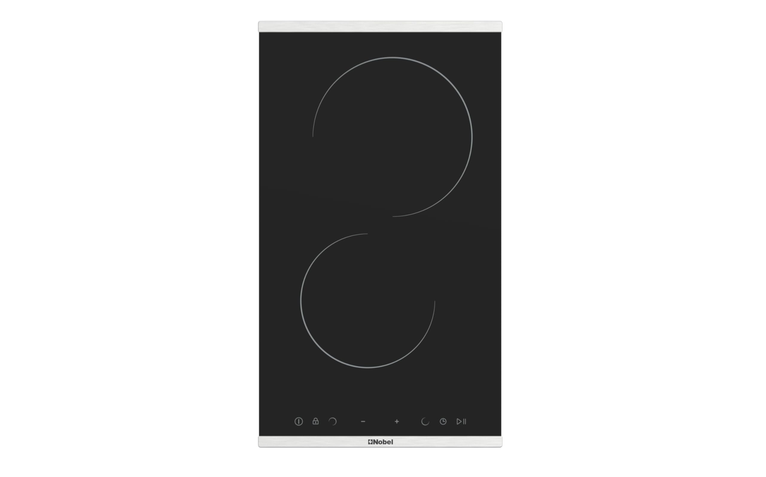 Nobel Built-in Hobs, 30 cm Glass Black, Vitroceramic Electrical Hob, 2 Cooking Zones, 10 Power Levels, Easy Dial Touch Control, Child Safety Lock, Energy Saving, Made in Turkey NBH3020V Black