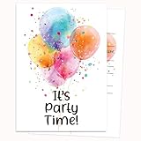 Edition Colibri Geburtstagseinladungskarte - Buntes Ballonmotiv zentral | Set mit 10 flachen Karten (A6) – Rückseite zum Beschreiben (7)