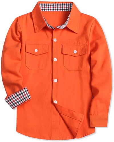 Image of SANGTREE Mens & Boys 100% Cotton Button Down Shirts Long Sleeves with Double Chest Pockets,2 Years- Adult 4XL