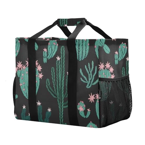 Cute Cactus Black Large Beach Bag Waterproof Beach Tote Bags for Women Travel Gym Pool2