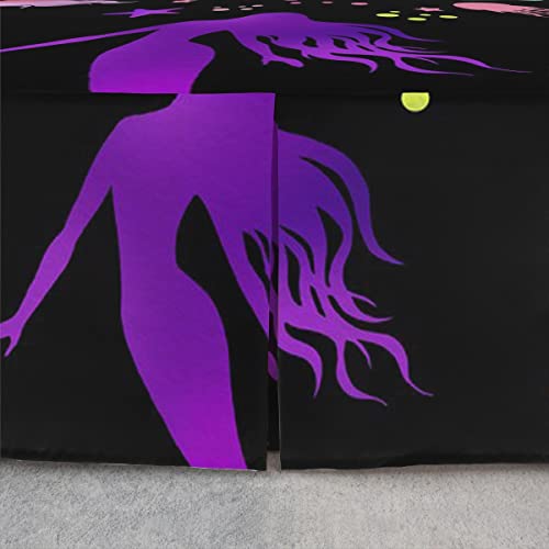 Mermaid Bed Skirt Full For Girls Kids Pastel Purple Rainbow Gradient Bedding Girly Kawaii Mermaid Princess Bedroom Decor Cute Ocean Life Sea Animal Bed Skirts Jellyfish Print Bedskirt 3 Pcs #TOP3