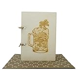 Holzkarte mit einem Festtagsbier auf der Vorderseite - Geburtstags- oder Abschiedskarte