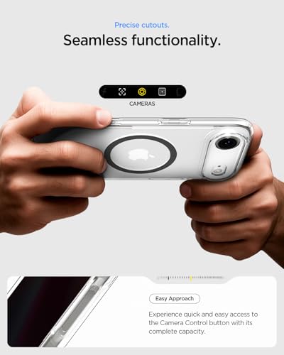 Image of Spigen for iPhone Air Case, Ultra Hybrid MagFit [TPU Covered Camera Control] [Anti-Yellowing] [Compatible with Magsafe] - Clear Graphite
