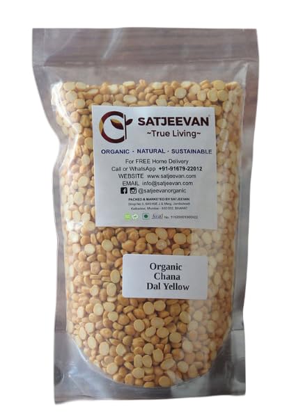 Satjeevan Organic Yellow Chana Dal, Protein-Rich Split Chickpeas, 1000g