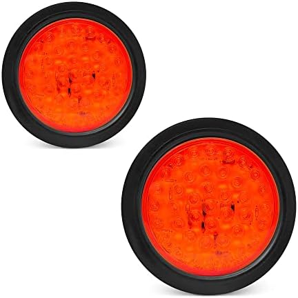 Pro Led 4" Round 24 Volt Stop Tail Turn Lights with Grommets and Pigtails (2 Pack)