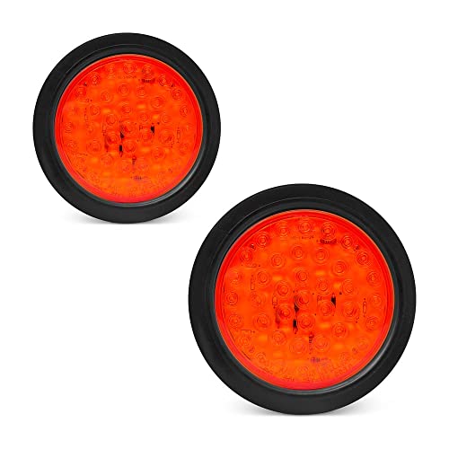 Pro Led 4" Round 24 Volt Stop Tail Turn Lights With Grommets And Pigtails (2 Pack) #TOP2