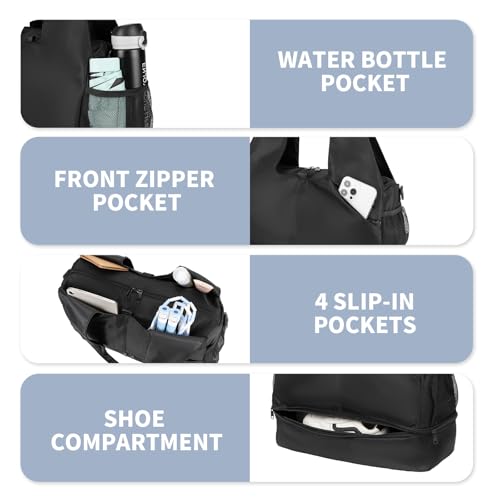 Gym Bag for Women with Shoe Compartment Lightweight Workout Bags Yoga Bag for Women with Yoga Mat Holder Gym Tote for Dance, Sports,Work4