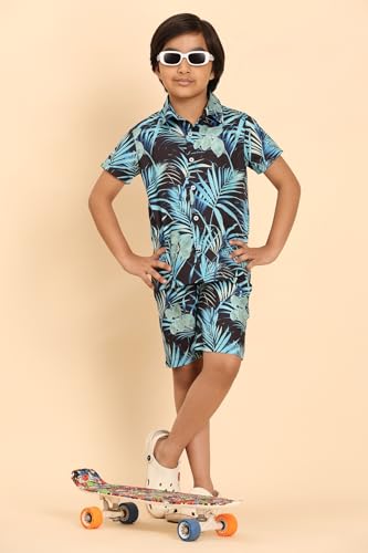 Image of Boys Printed Casual Shirt Short Sleeve Button Down Beach Shirt for Kids