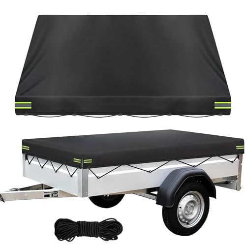 Housse de remorque imperméable toutes saisons 214 x 122 x 13 cm – Oxford 600D robuste ajustement universel pour remorques, camping-cars et camping-cars | Protection contre la neige, les UV, les