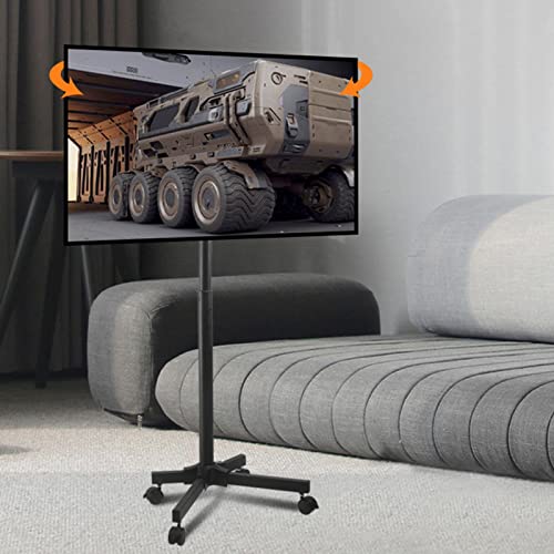 Chariot TV Roulant/Mobile avec Roues pour écran 17-55 Pouces, Support TV Roulant réglable en Hauteur, réglage de l'angle 0-12°, Peut Supporter jusqu'à 35 kg/77 LB