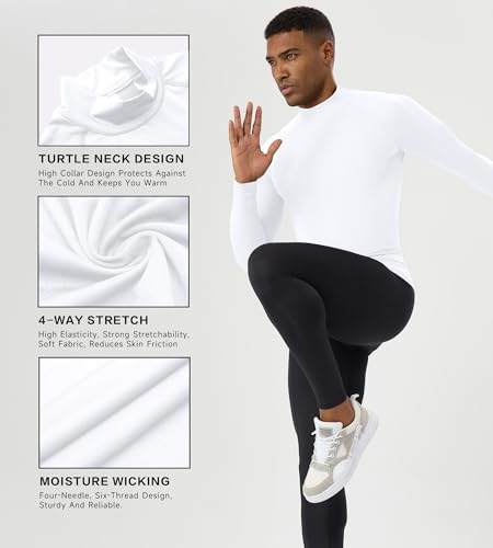 Turtle Neck Compression Shirts for Men Athletic Workout T-Shirt Sports Undershirt Quick Dry Base Layer Running Tops3